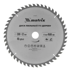 Пильный диск по дереву, 300 х 32 мм, 48 зубьев Matrix Professional