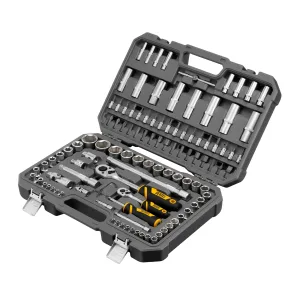 Набор инструментов, 1/2″, 1/4″, CrV, S2, пластиковый кейс, 109 предметов Denzel