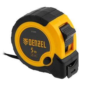 Рулетка 5м х 25мм, двухкомп. корпус, кнопка-пауза Denzel