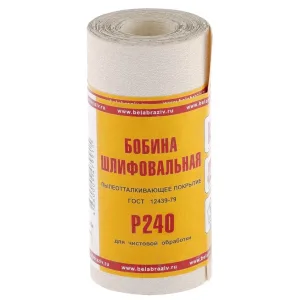 Шкурка на бумажной основе, LP10C, зернистость Р 240, мини-рулон 115 мм х 5 м, «БАЗ»