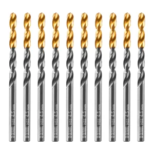 Сверло по металлу, 4,5 мм, HSS-Tin, Golden Tip, 10 шт. Denzel