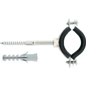 Хомут сантехнический для труб 99-108 (3″ 1/2″) с резиновым уплотнением, шпилькой и дюбелем, 1 шт, Сибртех