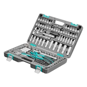 Набор инструментов, 1/4″, 3/8″, 1/2″, Cr-V, S2, усиленный кейс, 151 предмет Stels
