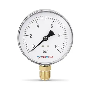 Манометр VARMEGA радиальный 100 мм, 10 бар, 1/2″, VMMT10-101004