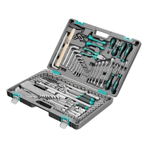 Набор инструментов, 1/2″,3/8″, 1/4″, CrV, пластиковый кейс 142 предмета Stels