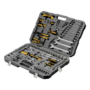 Набор инструментов, 1/2″, 1/4″, CrV, S2, пластиковый кейс, 122 предмета Denzel