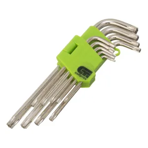Набор ключей имбусовых Tamper-Torx, 9 шт: ТТ10-ТТ50.45x, закаленные, удлиненные, никель Сибртех
