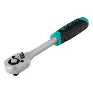 Ключ-трещотка 3/8″, CrV, 72 зуба, с быстрым сбросом, матовый хром Stels