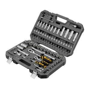 Набор инструментов, 1/2″, 1/4″, CrV, S2, пластиковый кейс, 94 предмета Denzel