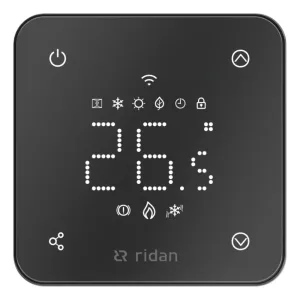 Термостат комнатный РИДАН RSmart-F, 230 В, черный с Wi-Fi подключением, встраиваемый