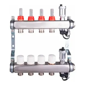 Группа коллект. AQUALINK с расходомерами, сливным краном и автомат. возд-ком, нерж. сталь 1″х9х3/4″
