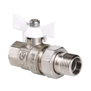 Кран шар. Valtec VT.227.NW.05 BASE ВН 3/4″ с американкой бабочка белая